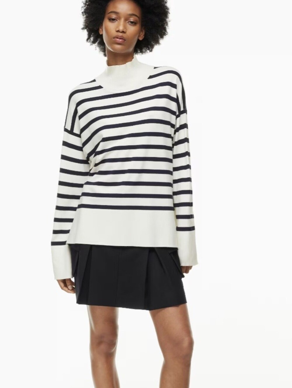 Aritzia Babaton Weekday Striped Turtleneck Merino Wool Sweater